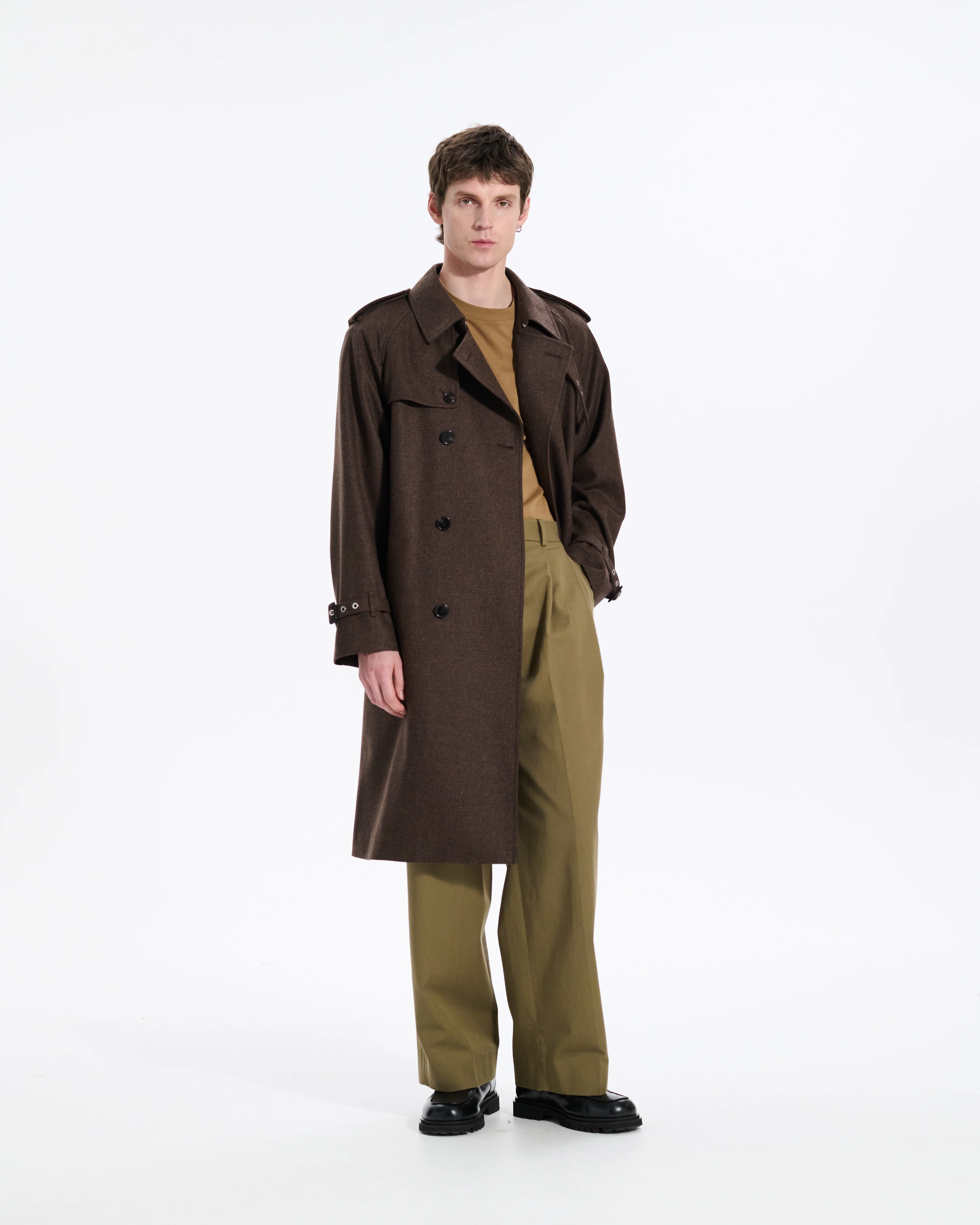 Blanefield Fox Brothers Double Breasted Wool Trench Coat - Image 3