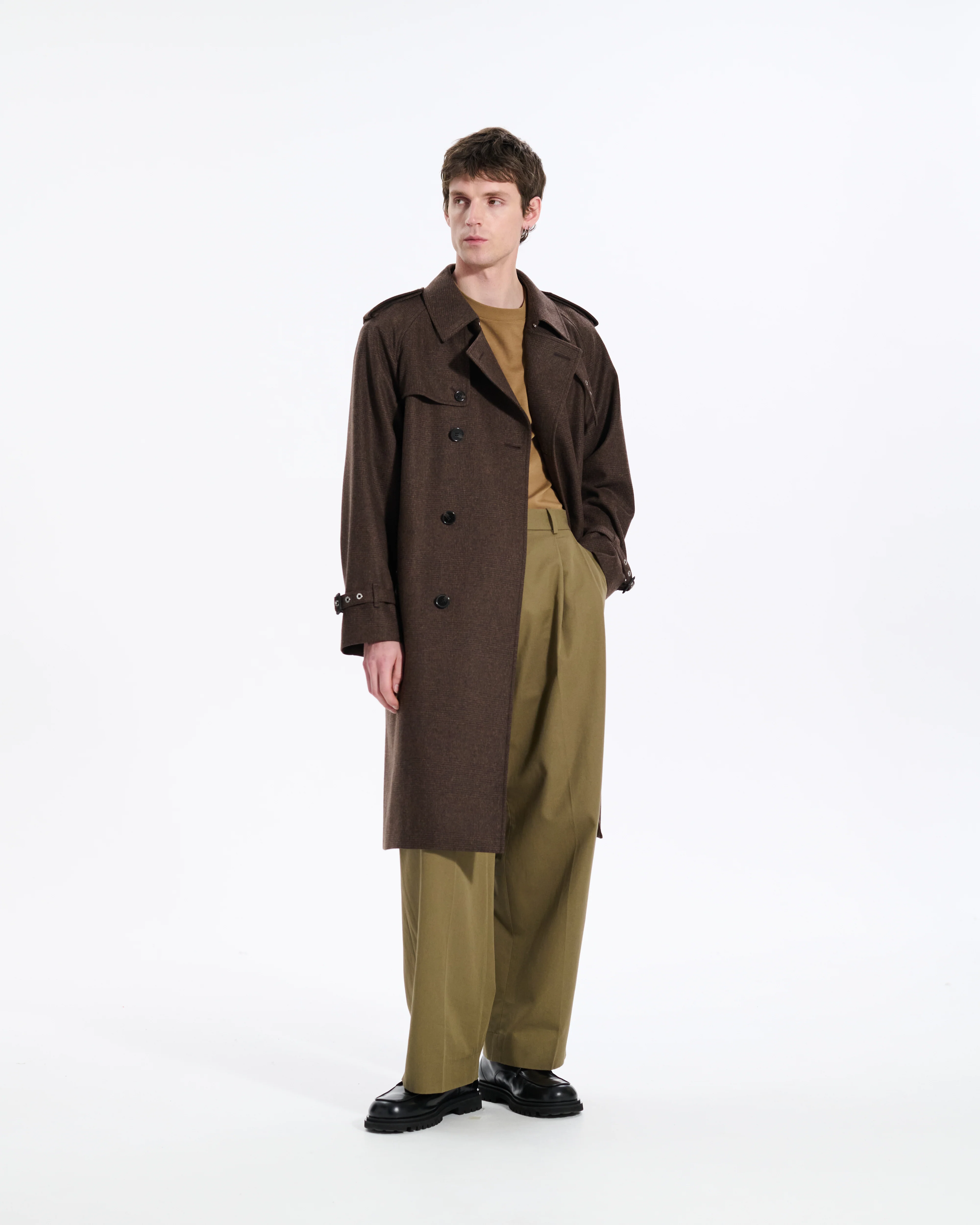 Blanefield Fox Brothers Double Breasted Wool Trench Coat - Image 4