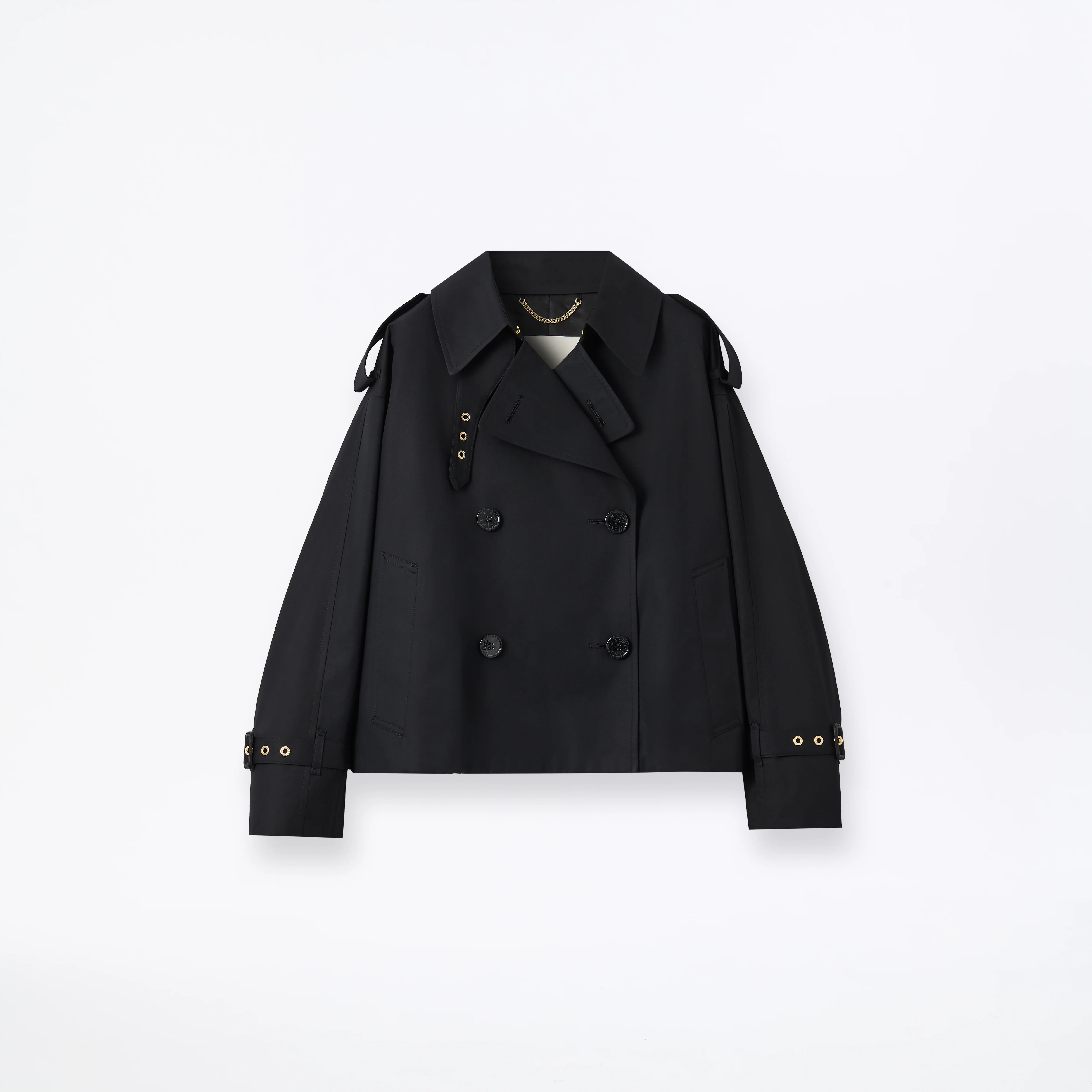 Eyemouth Gabardine Double Breasted Short Trench Coat - Image 7