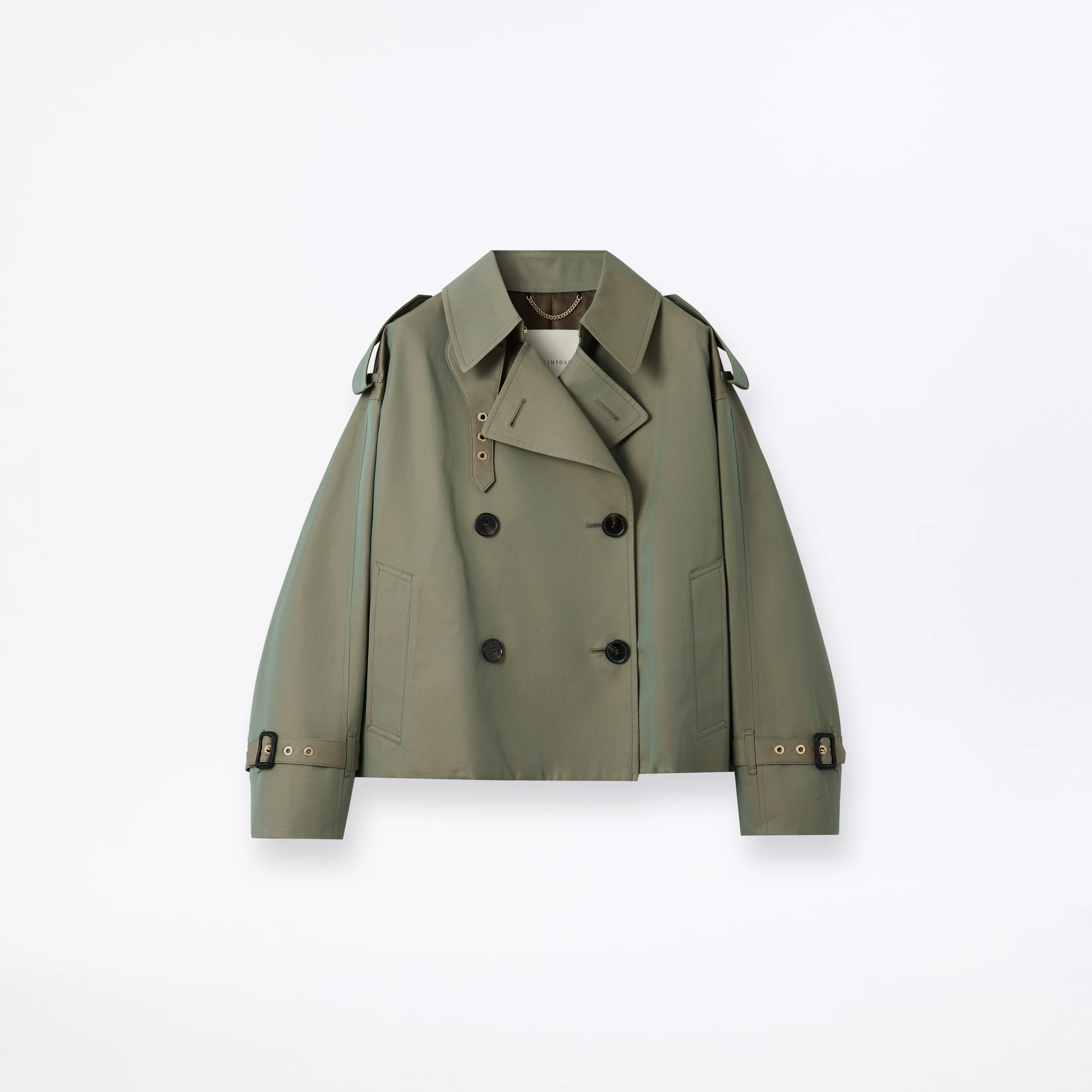 Eyemouth Gabardine Double Breasted Short Trench Coat - Image 7