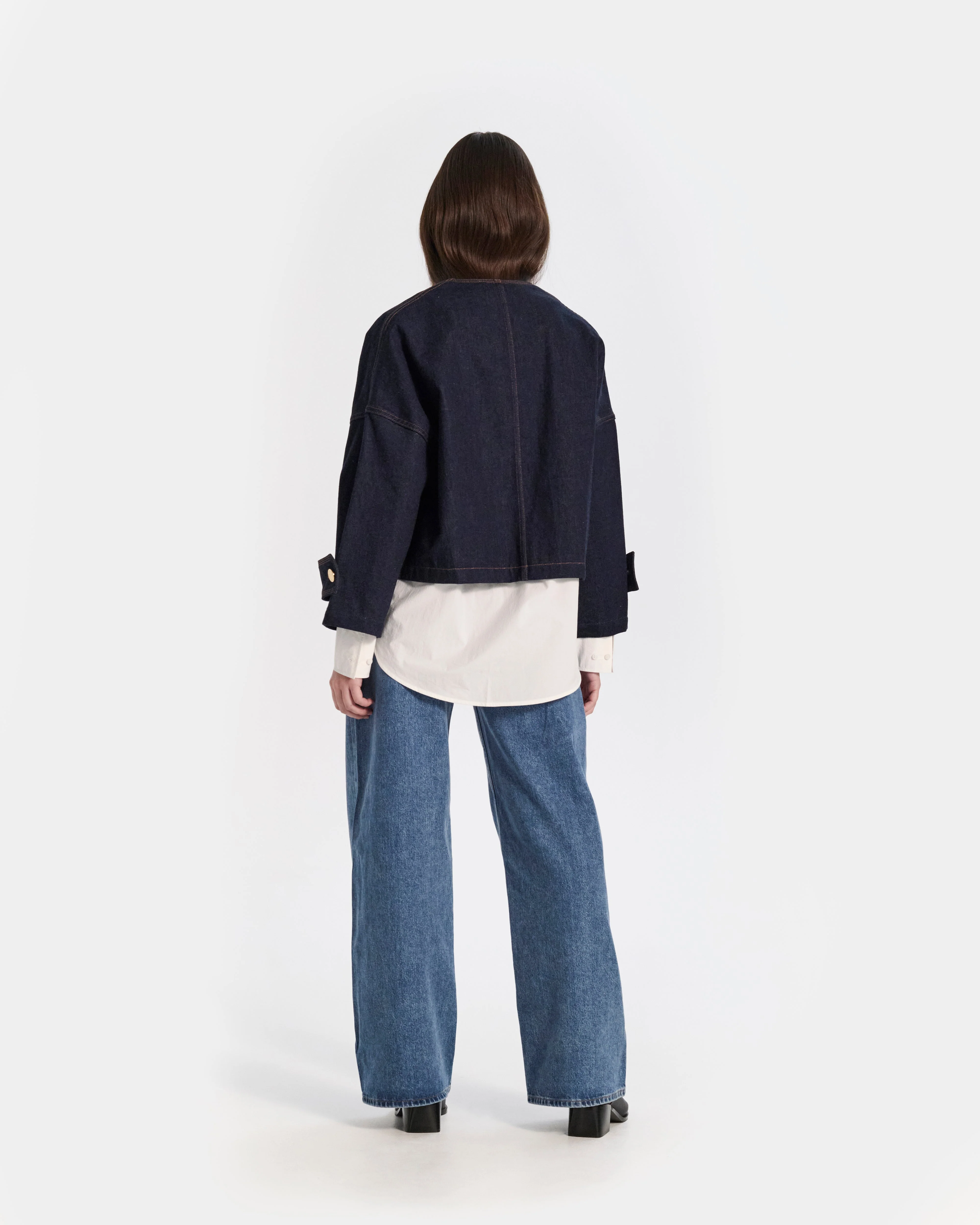 Humbie Collarless Denim Jacket - Image 4