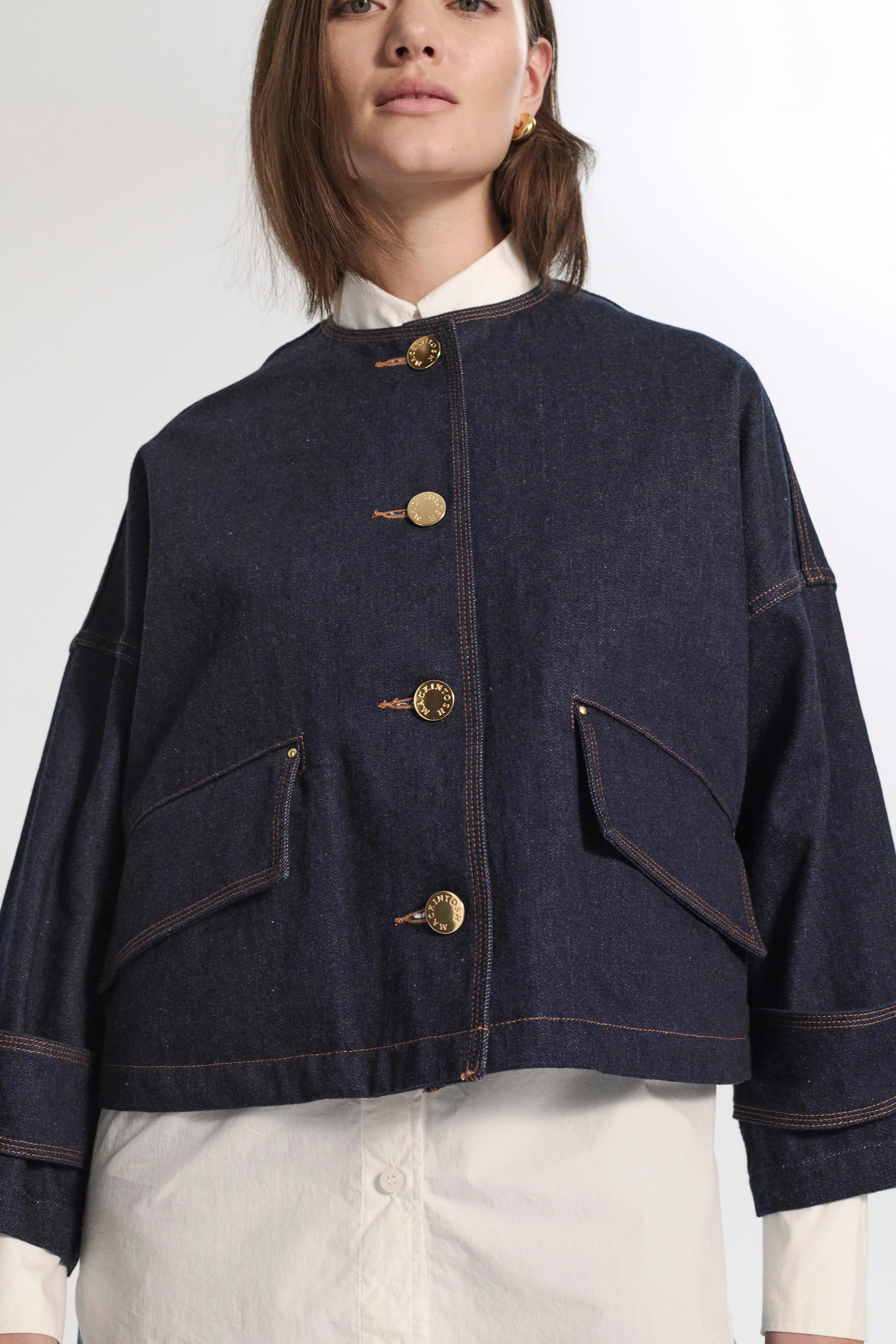Humbie Collarless Denim Jacket - Image 6