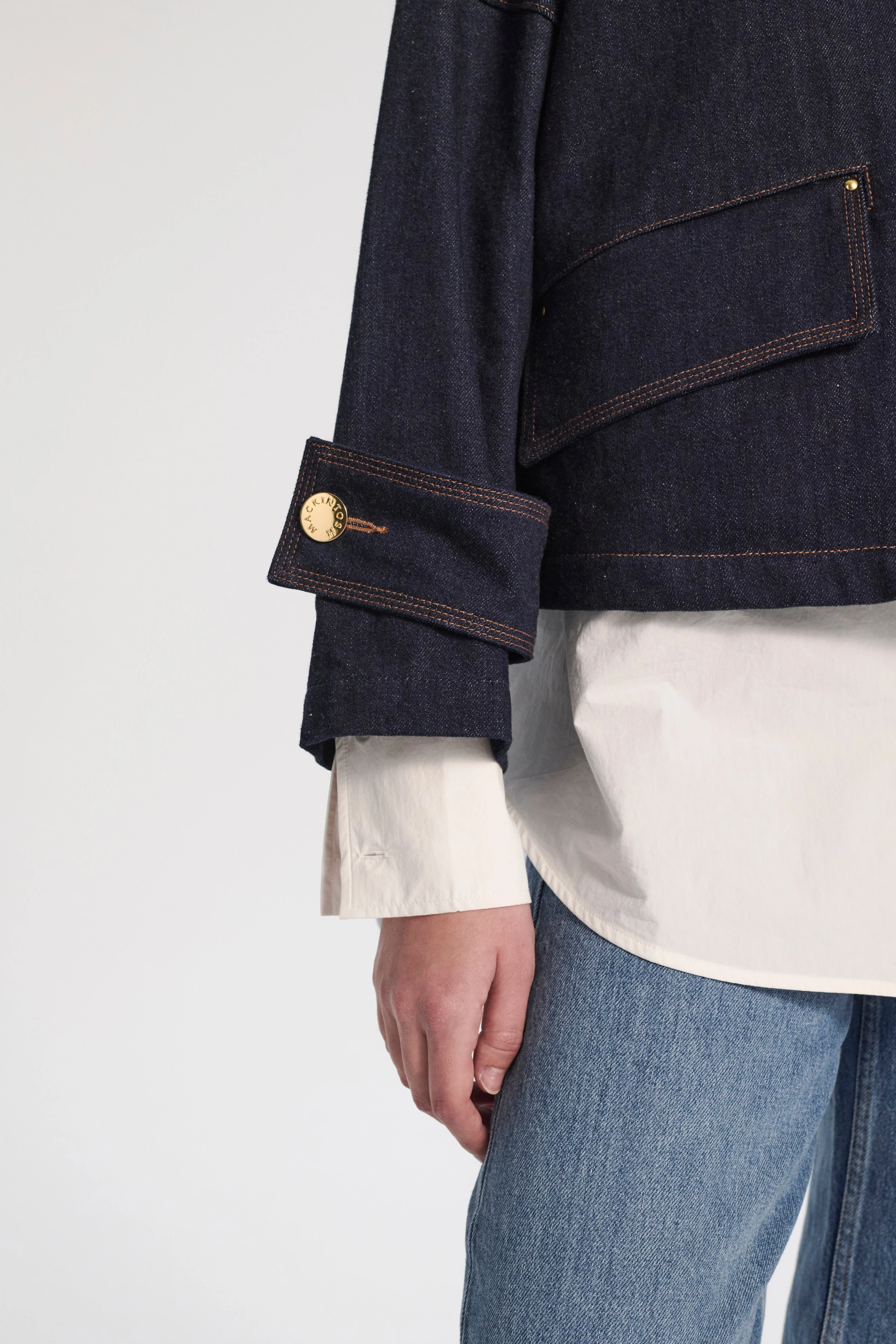 Humbie Collarless Denim Jacket - Image 7