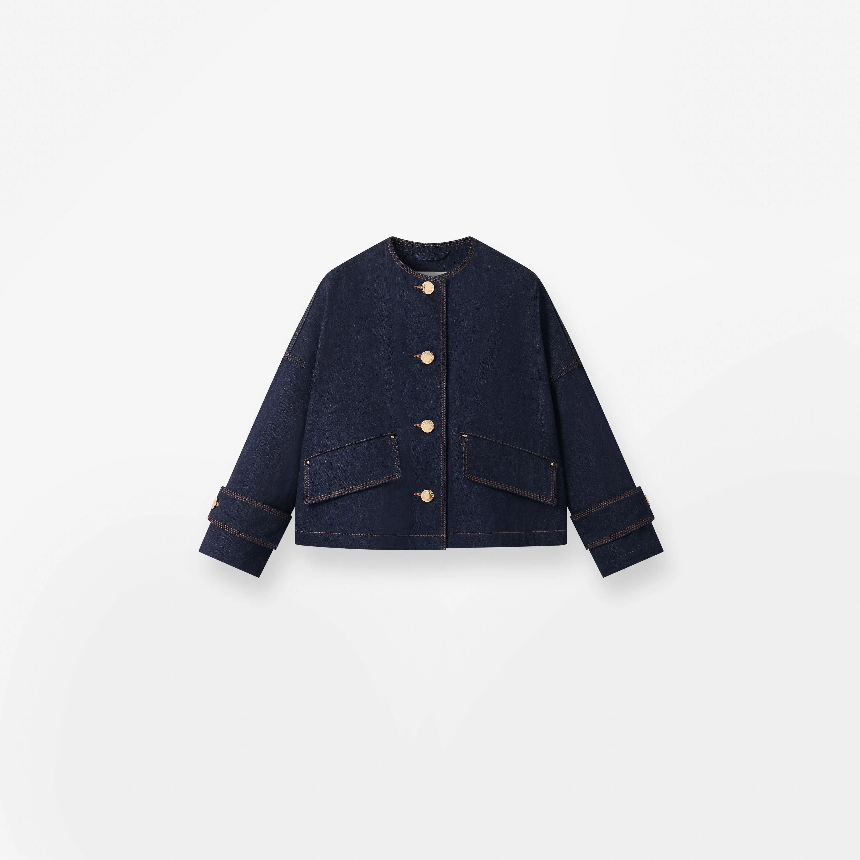 Humbie Collarless Denim Jacket - Image 8