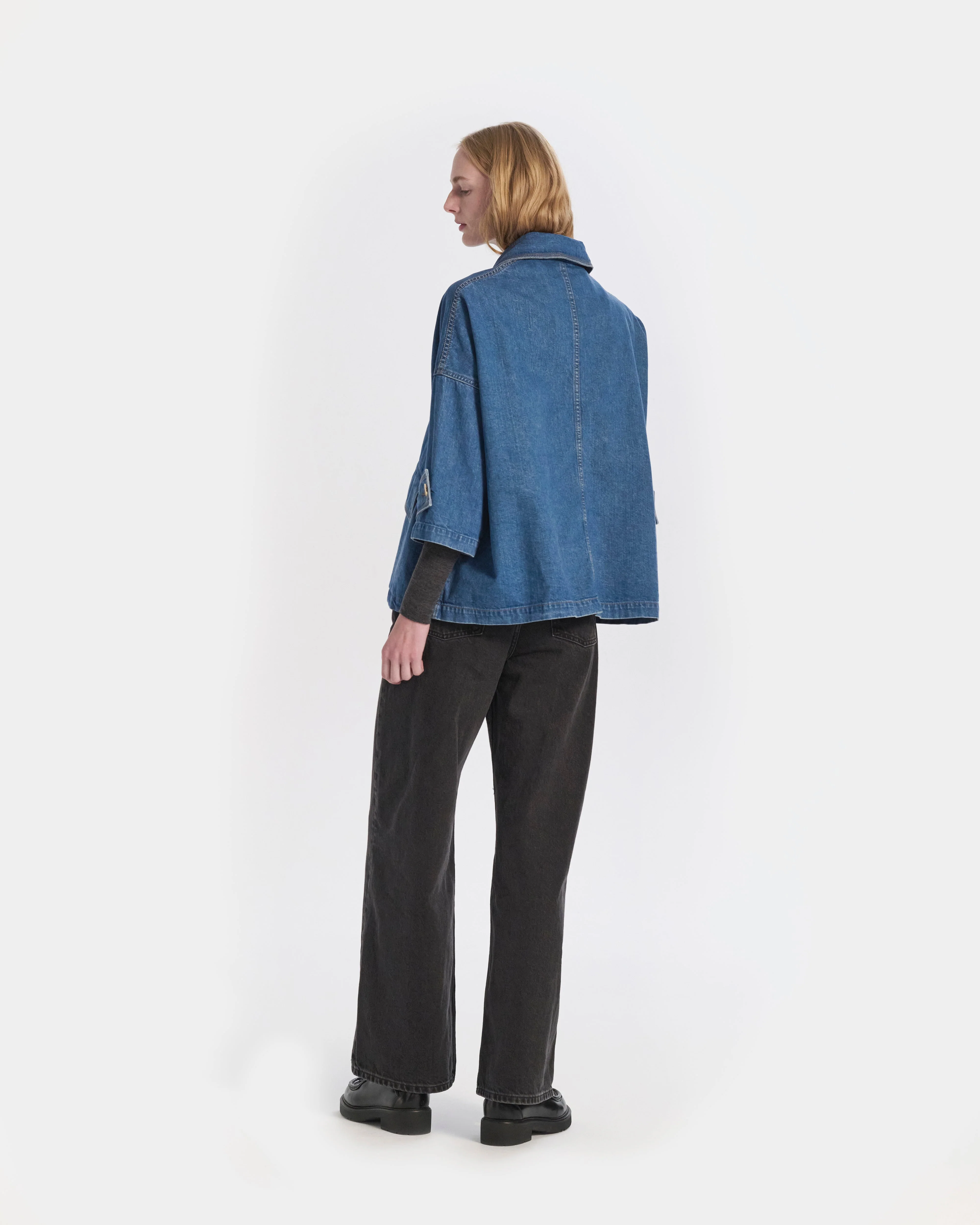Humbie Cropped Sleeve Denim Jacket - Image 4