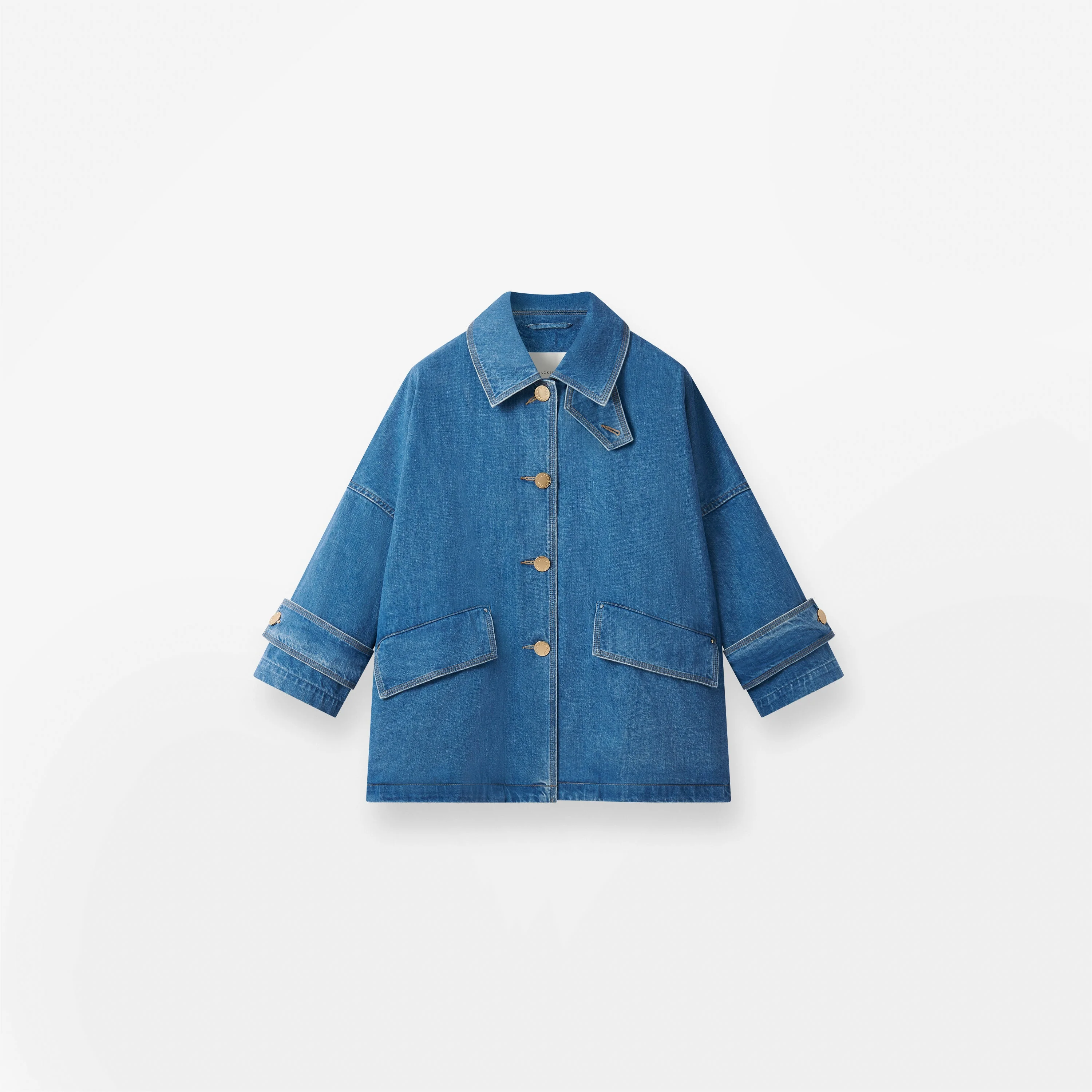 Humbie Cropped Sleeve Denim Jacket - Image 8